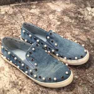 Denim slip on sneakers